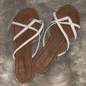 wet seal white crossed sandals